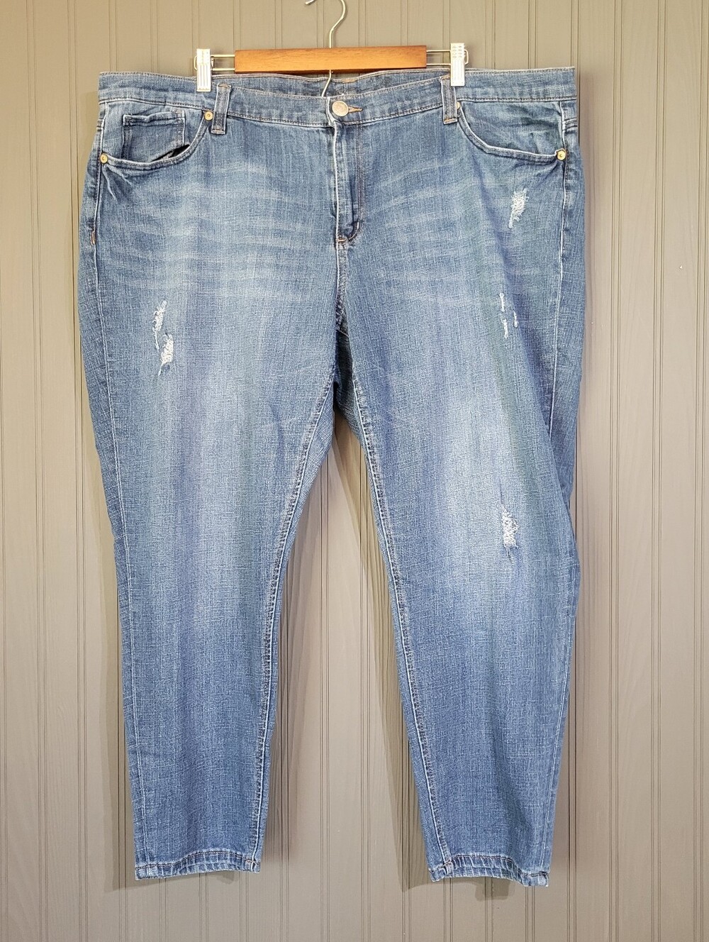 Seven7 Denim Jeans Skinny Easy Fit Distressed Medium Wash Blue Women's 22